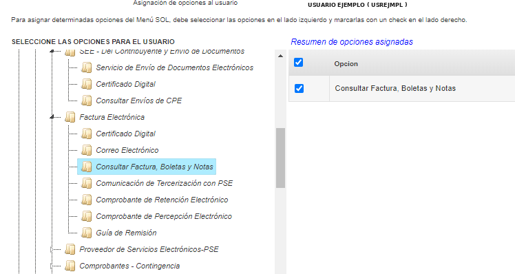 Consultar Factura, Boletas y Notas habilitado