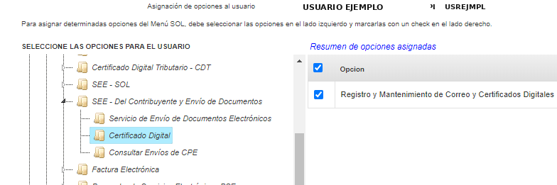 Certificado Digital habilitado dentro de SEE - Del Contribuyente